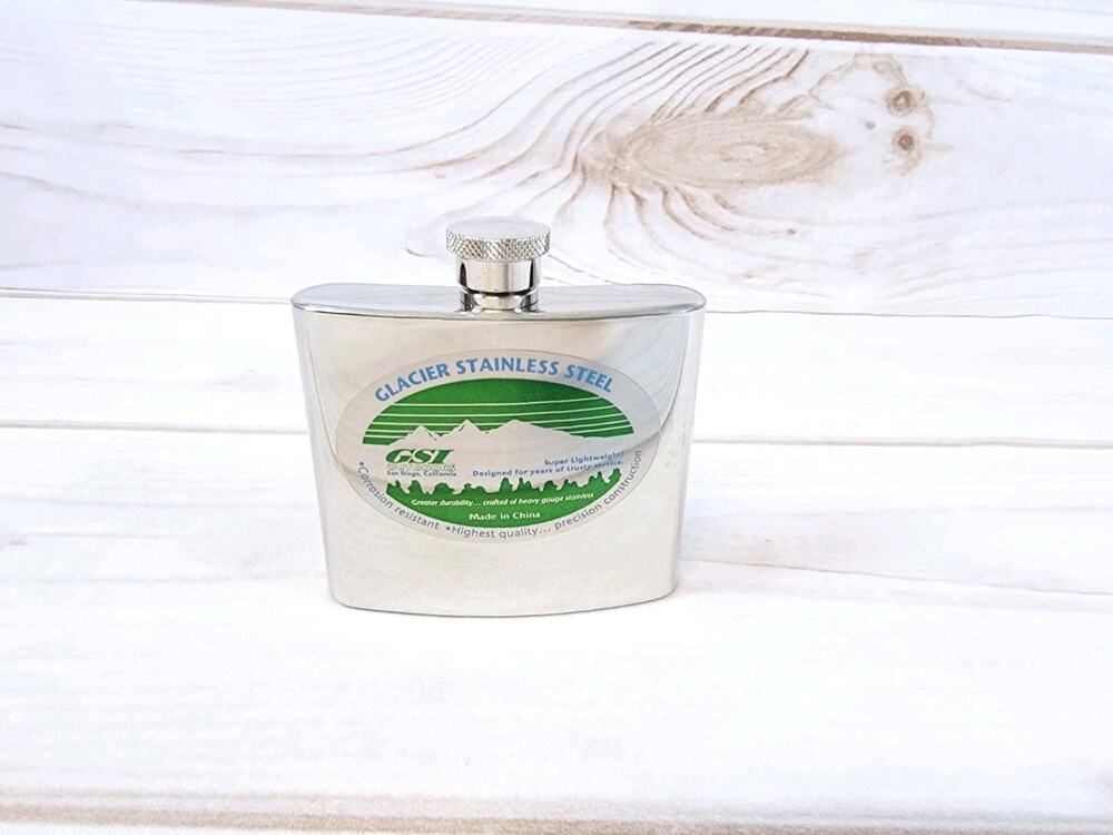 Vintage GSI Outdoors Glacier Stainless Steel 5 oz Hip Flask READ